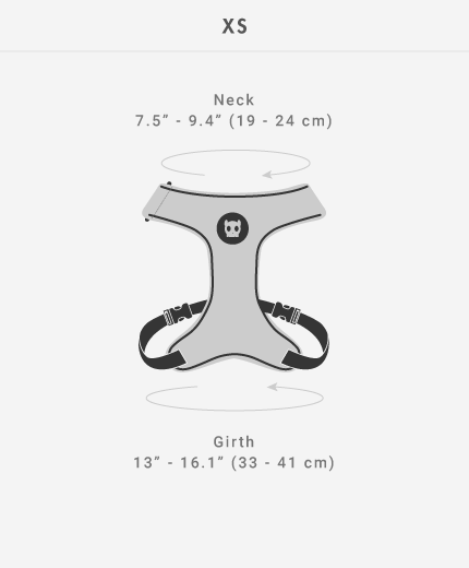 מדריך מידות - Air Mesh Harness Adjustable - מידה: XS